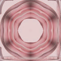 Close-up of a digital pattern showing an intricate arrangement of 3D isometric pink and white swirls in a kaleidoscopic repeat, by Irene Demetri.