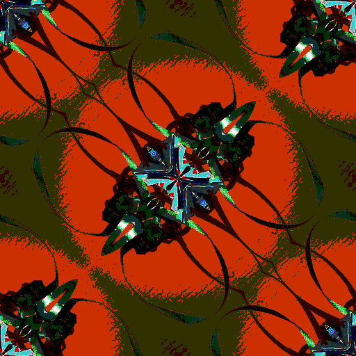 Geometric pattern of an origami star with diamond symmetry, presented in a repeating tile for wallpaper.