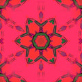 A mesmerizing 3D abstract render featuring geometric shapes and vibrant colors, arranged in a symmetrical kaleidoscope pattern on wallpaper.