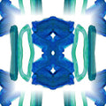 Symmetrical abstract wallpaper with glowing amber light filaments and dark crystalline patterns in a Mirror layout.