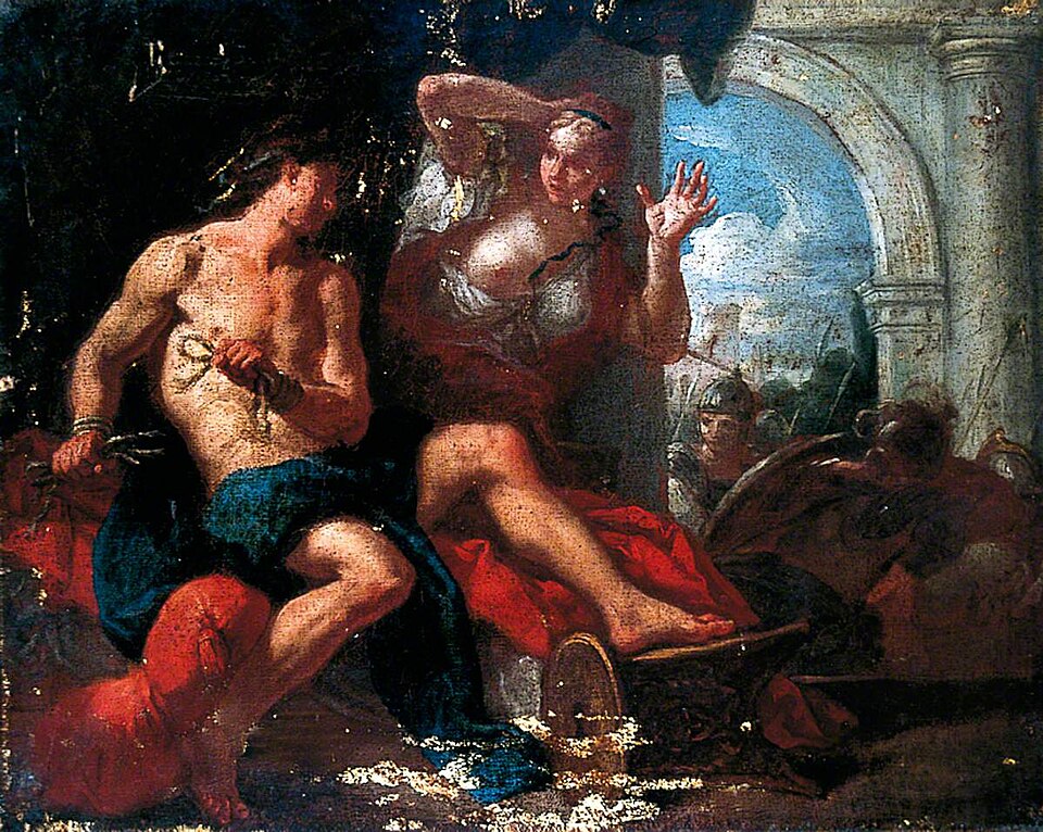 Seamless kaleidoscope wallpaper pattern — Arithmetic by wallpaper⁶ — base photo: File:Italian (Venetian) School - Samson Bursting His Bonds before Delilah - YORAG , 598 - York Art G