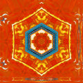 A complex radial pattern of blue geometric shapes and data points arranged in a symmetrical Kaleidoscope layout.