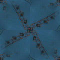 A seamless repeat pattern of rotating white cryptographic symbols on a dark background in a four-fold rotation symmetry.