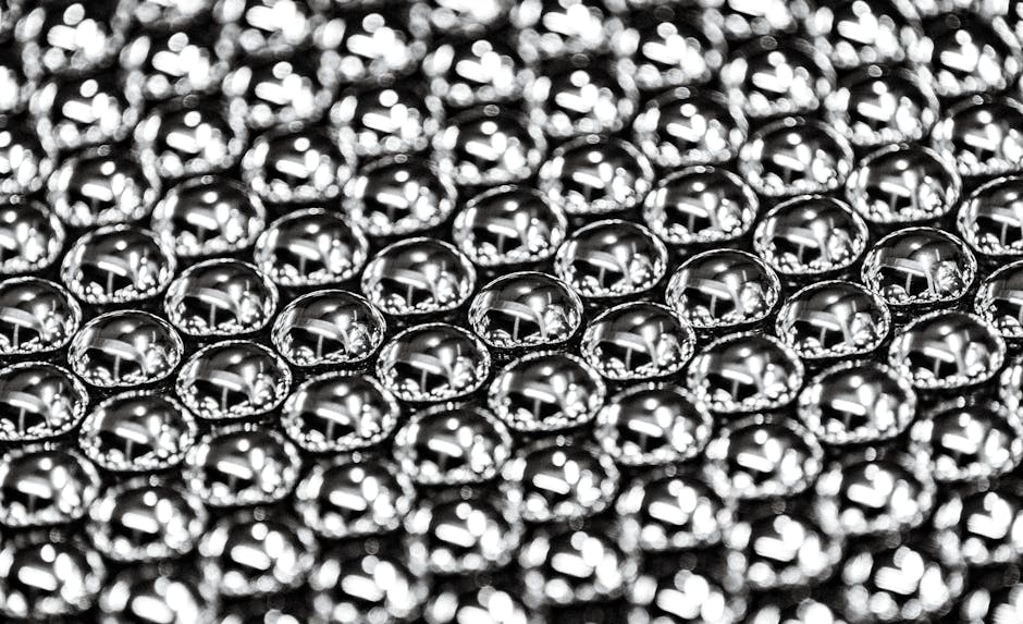 Seamless hex wallpaper pattern — Arithmetic by wallpaper⁶ — base photo: Close-up abstract image featuring shiny reflective silver spheres creating a mesmerizing pattern.
