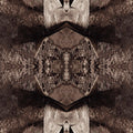 Seamless repeating pattern of origami cranes in mirror symmetry, displayed on a textured wall.