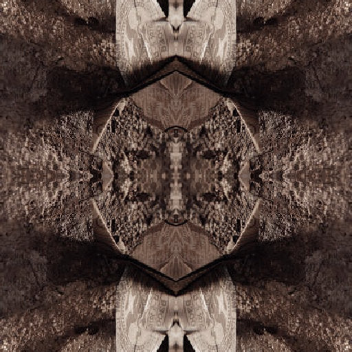 Seamless repeating pattern of origami cranes in mirror symmetry, displayed on a textured wall.