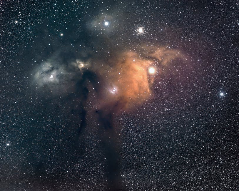 Seamless kaleidoscope wallpaper pattern — Astronomy by wallpaper⁶ — base photo: Captivating view of Rho Ophiuchi Nebula showcasing vibrant star formations in deep space.
