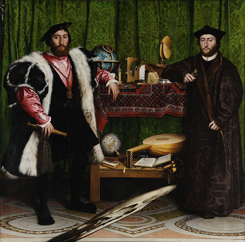 Portraits Mirror wallpaper pattern — base photo: File:Hans Holbein the Younger - The Ambassadors - Google Art Project.jpg