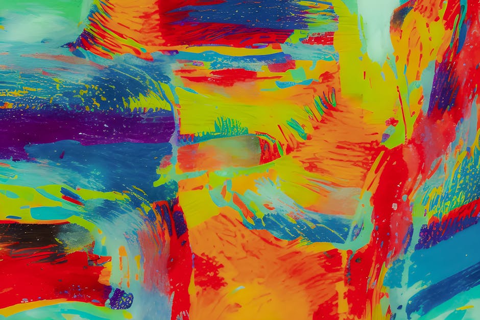 AI Art Hexagon wallpaper pattern — base photo: Dynamic and colorful abstract art showcasing vivid paint strokes with a modern artistic style.