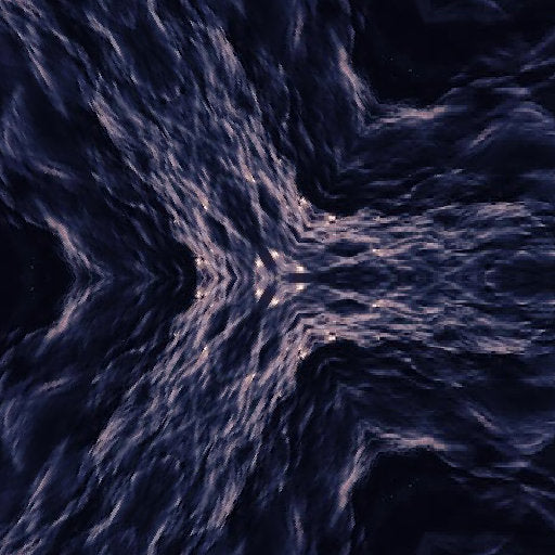 A sophisticated hexagonal repeat pattern of deep blue ocean water and white sea foam with Hex symmetry.