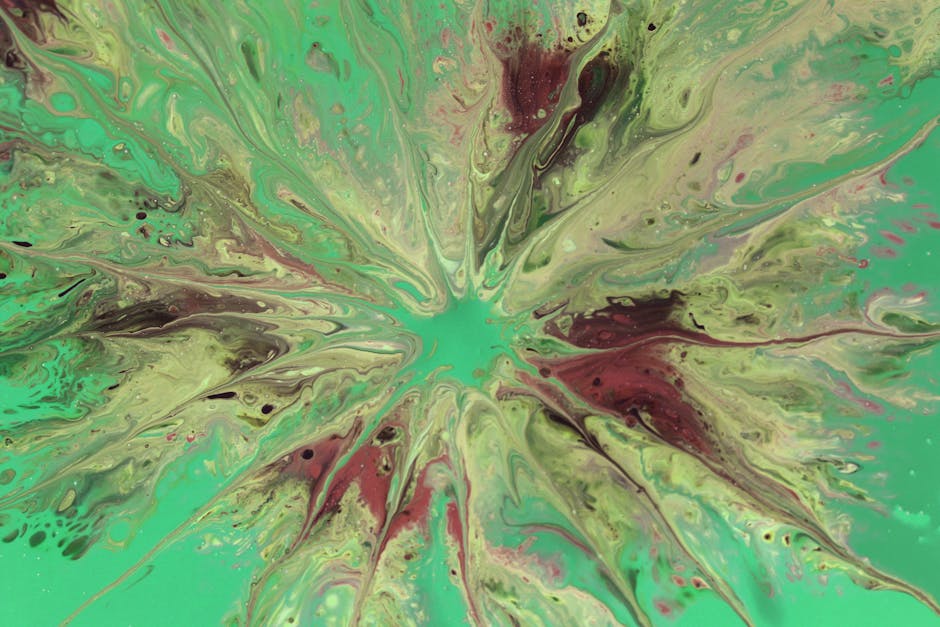 Seamless mirror wallpaper pattern — Calligraphy by wallpaper⁶ — base photo: Abstract fluid art featuring vibrant green and red swirls in a dynamic composition.