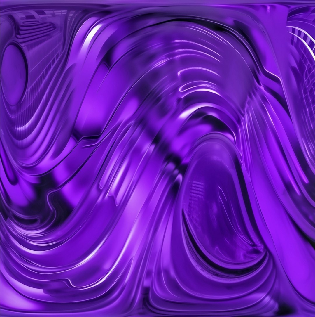 WALLPAPER⁶ — seamless diamond pattern from wave interference pattern, Physics — base photo: A series of abstract, fluid 3D forms in deep purples, electric blues, and glossy blacks — representi