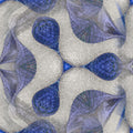 A repeating pattern of dark, sharp-edged 3D blocks and geometric shapes arranged in a hexagonal symmetry lattice.