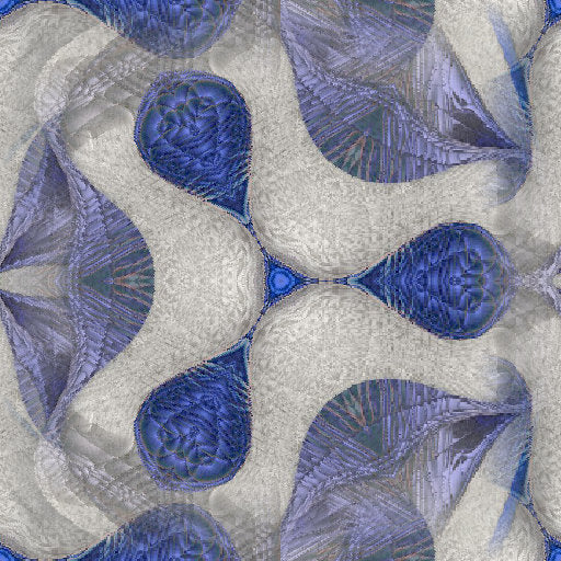 A repeating pattern of dark, sharp-edged 3D blocks and geometric shapes arranged in a hexagonal symmetry lattice.