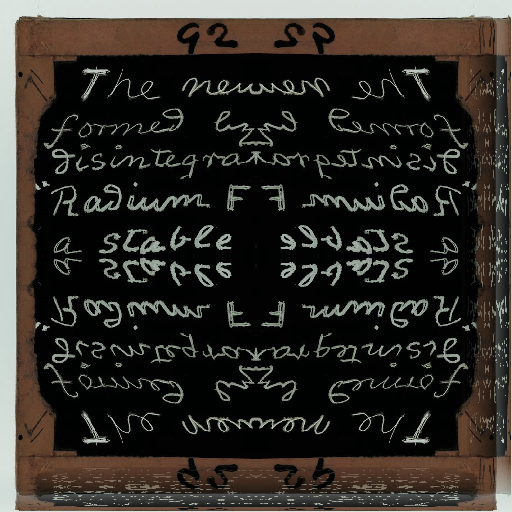 A seamless mirror symmetry pattern of vintage handwritten chemical equations and scientific text on a dark chalkboard background.