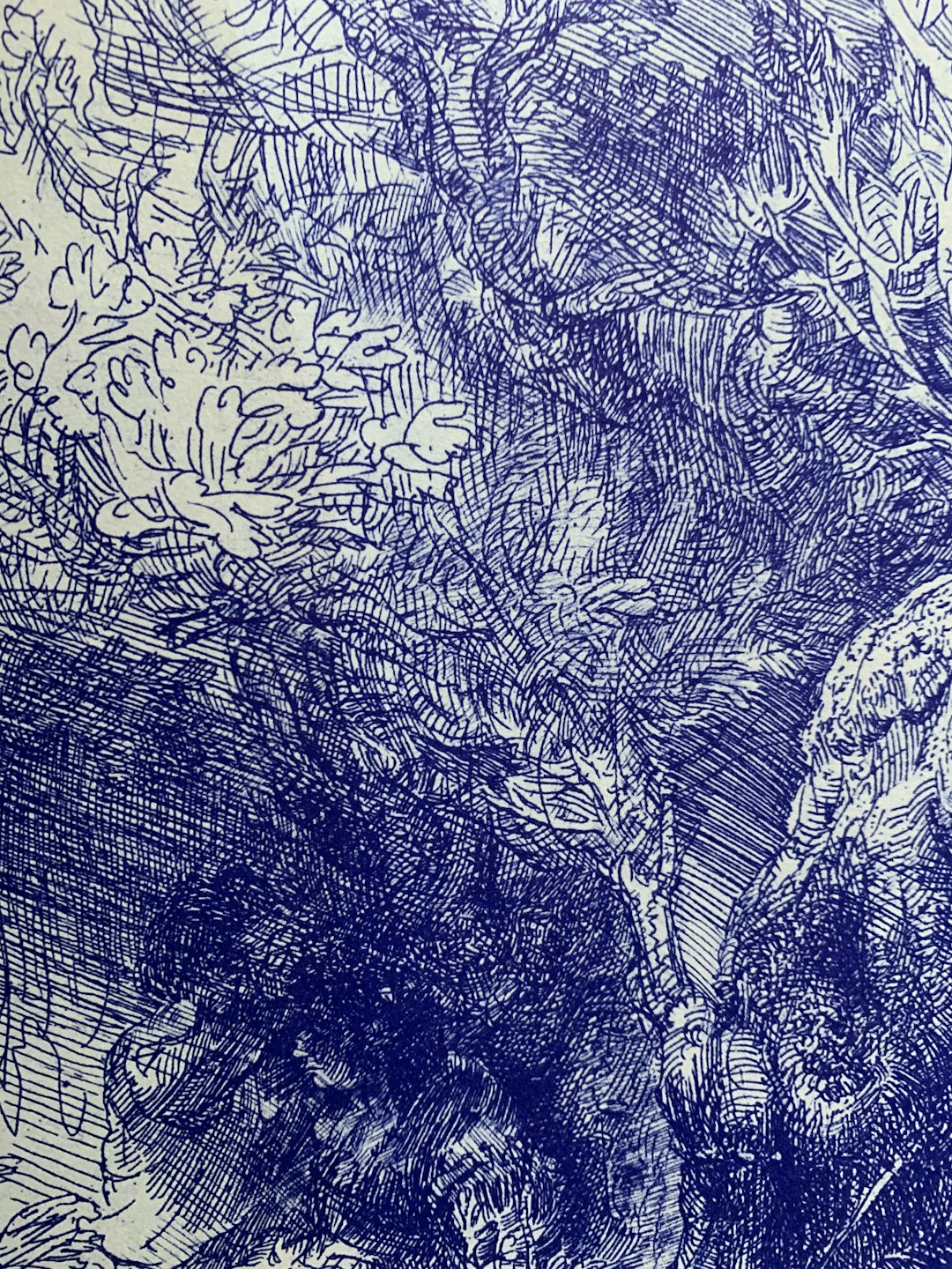 Portraits Mirror wallpaper pattern — base photo: blue and white floral textile