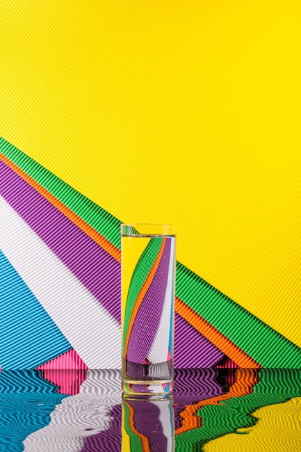 Seamless kaleidoscope wallpaper pattern — Origami by wallpaper⁶ — base photo: Colorful abstract art with water reflection and geometric patterns.