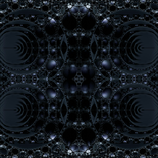 A seamless mirror symmetry wallpaper pattern featuring shaded 3D spheres on a dark background for an algebraic aesthetic.
