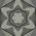 Borromean Rings pattern with kaleidoscope symmetry, showcasing interconnected rings in a repeating design, ideal for topological art enthusiasts.