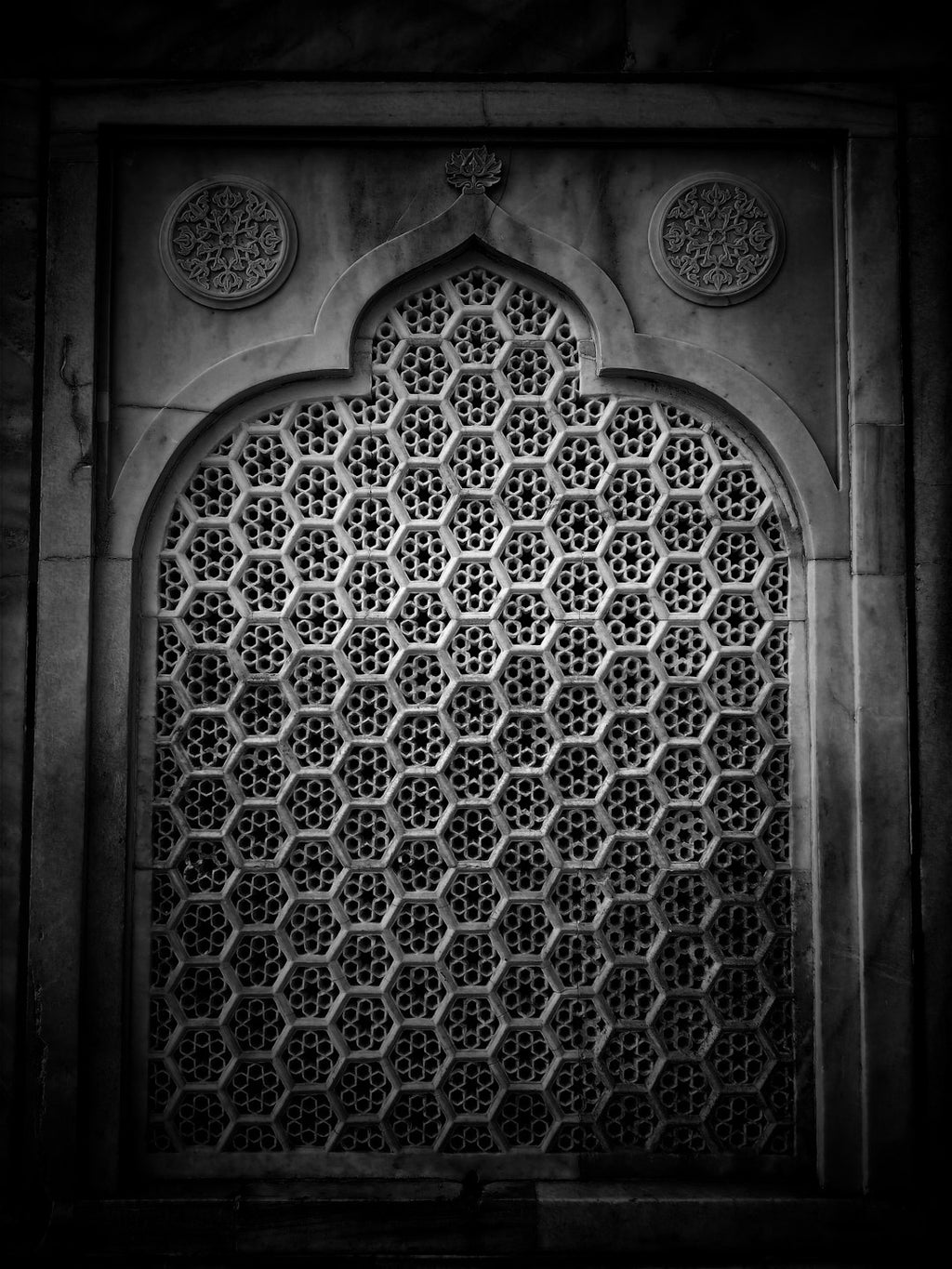 Seamless kaleidoscope wallpaper pattern — Geometry by wallpaper⁶ — base photo: A black and white photo of a window