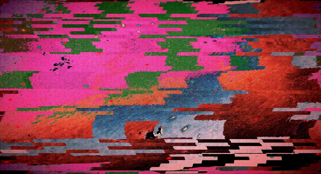Seamless kaleidoscope wallpaper pattern — Glitch by wallpaper⁶ — base photo: Abstract colorful glitch art with horizontal lines