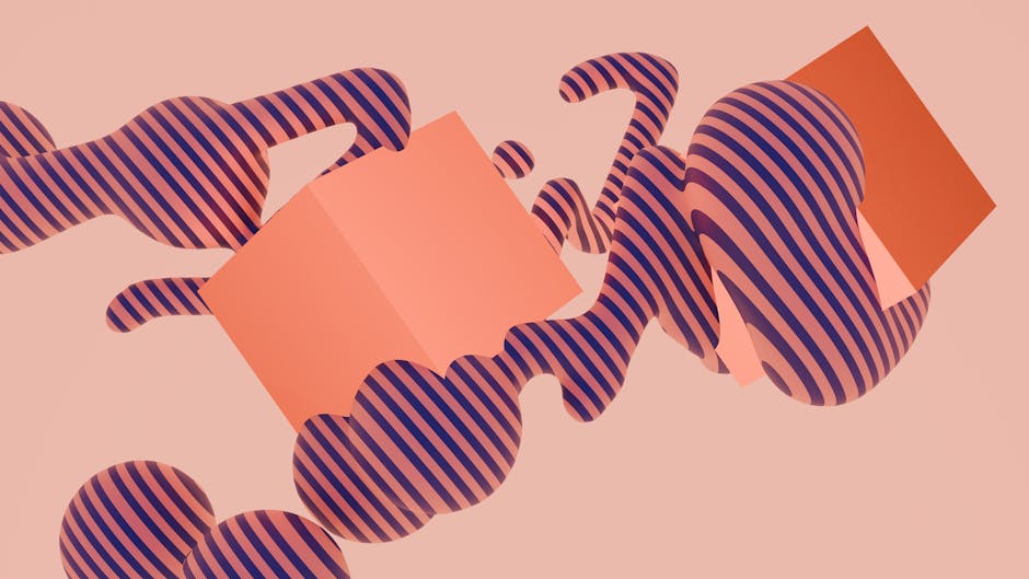3D Brick wallpaper pattern — base photo: Vibrant 3D abstract art with striped geometric shapes in soft tones.