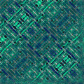 Close-up of a seamless Diamond symmetry wallpaper pattern featuring blue and black stained glass squares in a diagonal grid.