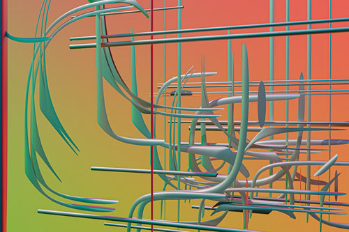 Abstract 3D render in a brick pattern, creating an isometric illusion wallpaper by Steve A Johnson. — base photo: A high-resolution 3D render showcasing an abstract pattern. The composition features elements arrang