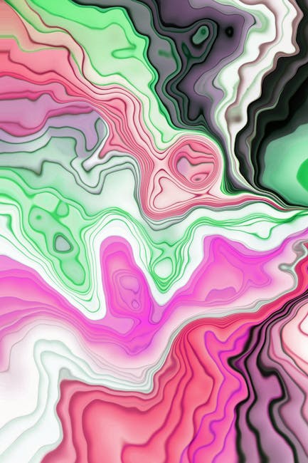 AI Art Brick wallpaper pattern — base photo: Dynamic abstract pattern featuring swirling pink, green, and black colors in a fluid design.
