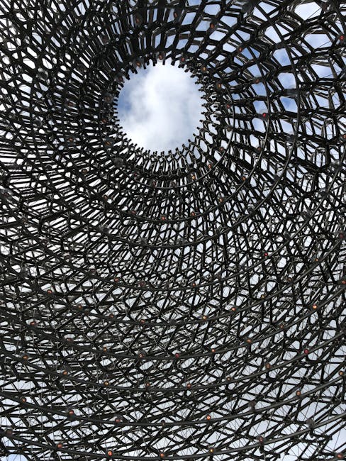 Molecular Physics Diamond wallpaper pattern — base photo: Captivating view inside the geometric metal dome at Kew Gardens, England.