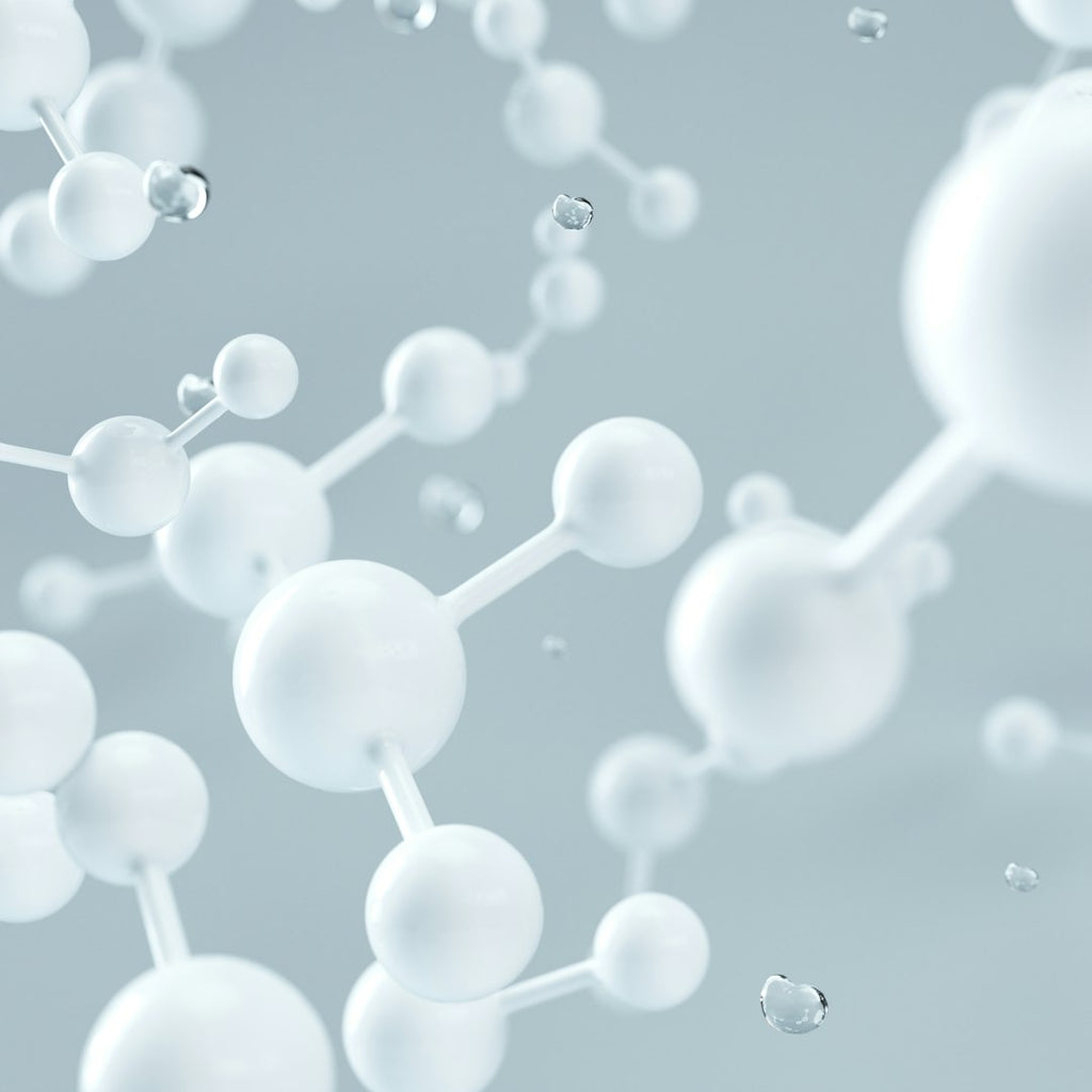 Seamless mirror wallpaper pattern — Biochemistry by wallpaper⁶ — base photo: White h2o molecules or atoms, abstract clean , scientific, or medical structures.