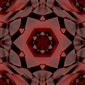 A complex black and white kaleidoscopic pattern created from calligraphic ink strokes, forming a star-like radial lattice.