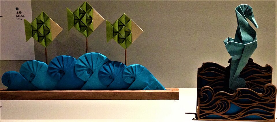 Seamless diamond wallpaper pattern — Origami by wallpaper⁶ — base photo: File:Origami fish.jpg