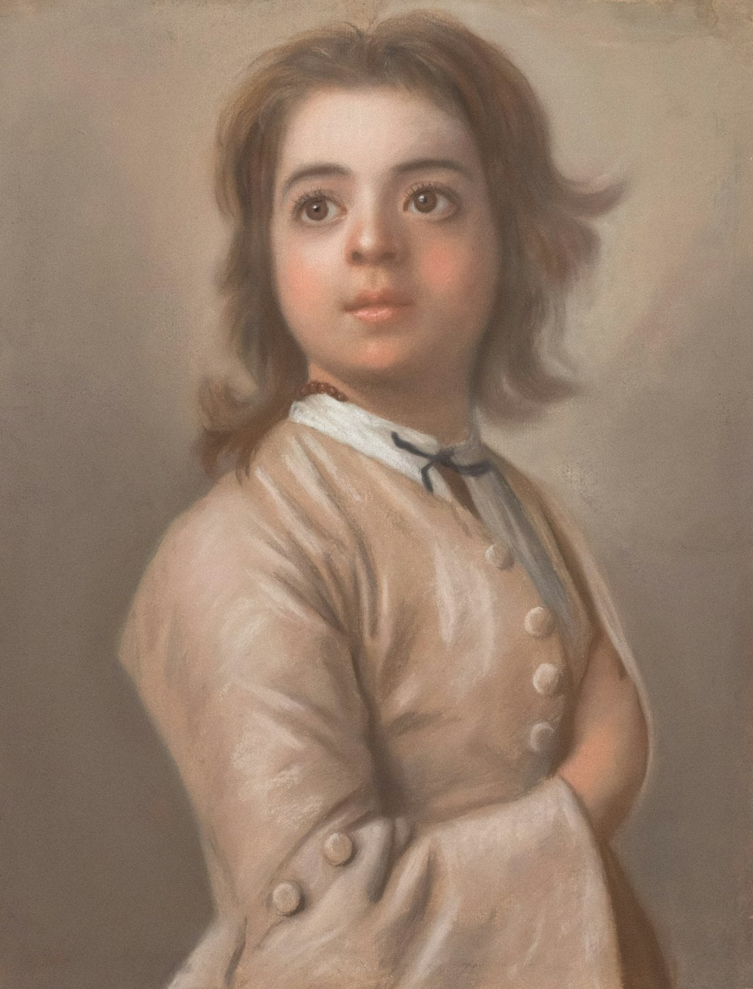 Portraits Mirror wallpaper pattern — base photo: Title: Studie van een jongen ten halven lijve / Publisher: Rijksmuseum / Date: 1736-1738 / Providing