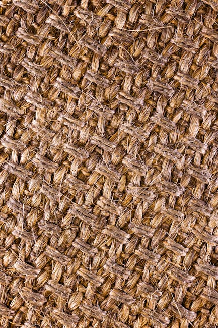 Botanics Kaleidoscope wallpaper pattern — base photo: A detailed view of woven jute fabric showcasing its rich, natural fiber texture.