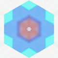 A complex, dark geometric starburst pattern with sharp angular shards and isometric depth in a Kaleidoscope symmetry.