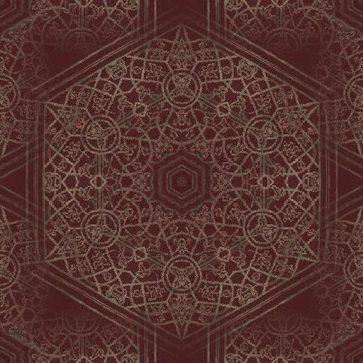 A close-up of vibrant, geometric stained glass patterns arranged in a mesmerizing kaleidoscope repeat, highlighting the detailed artistry of the self-adhesive wallpaper.