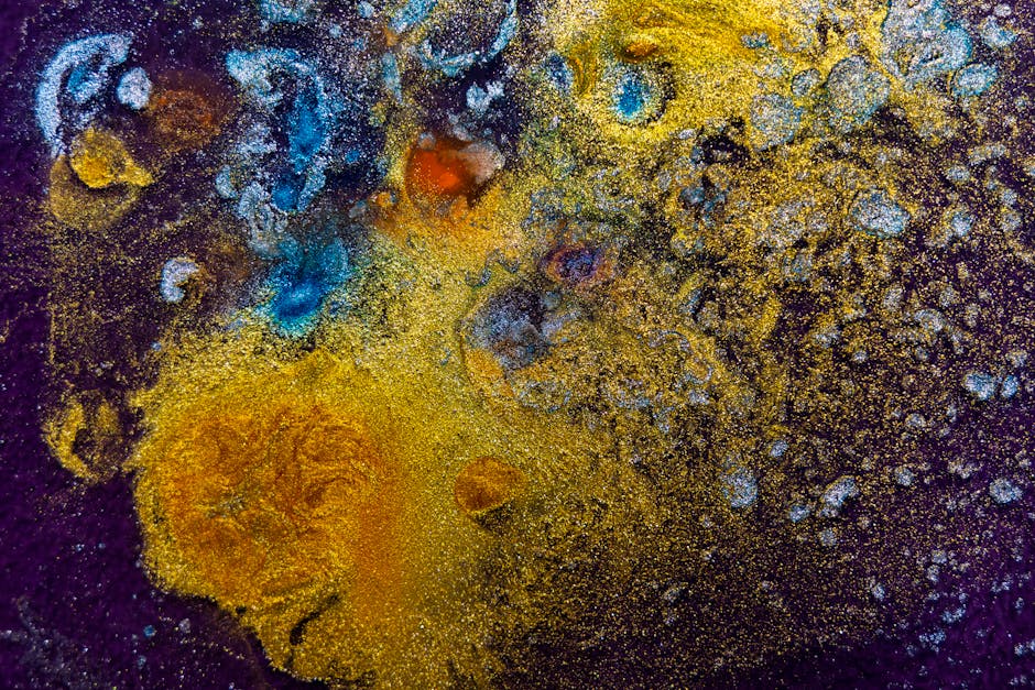 Seamless mirror wallpaper pattern — Biochemistry by wallpaper⁶ — base photo: Dynamic abstract art piece with vivid colors and intricate textures, showcasing artistic creativity 