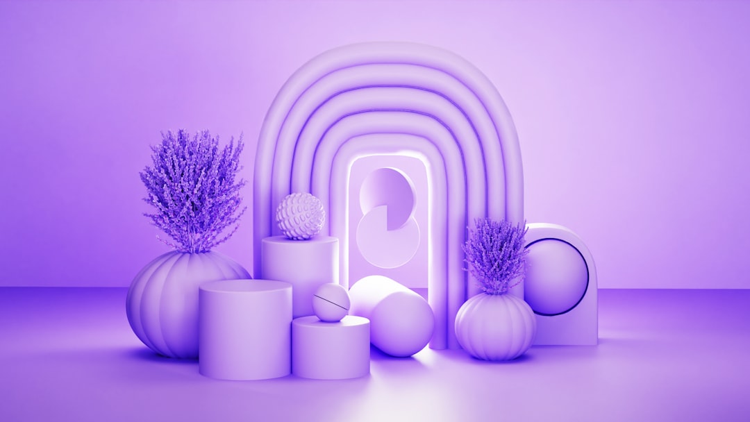 3D Rotation wallpaper pattern — base photo: A group of white objects sitting on top of a purple floor