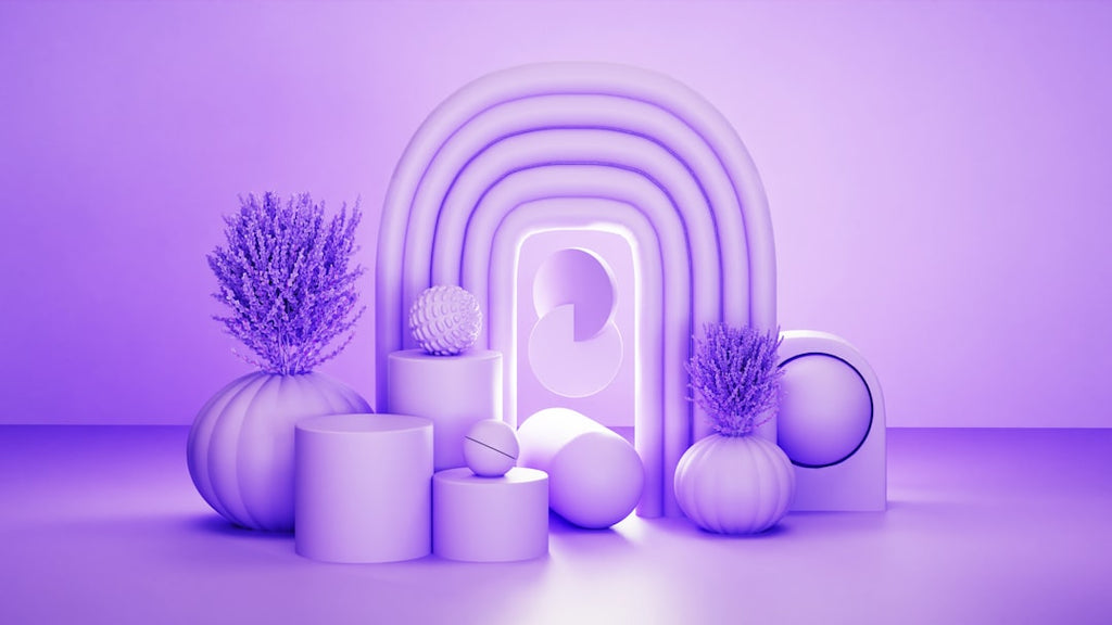 3D Brick wallpaper pattern — base photo: A group of white objects sitting on top of a purple floor