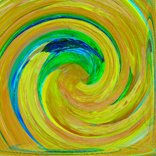 A seamless wallpaper pattern featuring yellow and blue abstract curves arranged in a rotating pinwheel symmetry.