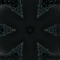 A seamless kaleidoscope fractal pattern in emerald green and gold, showing intricate symmetrical floral-like shapes.