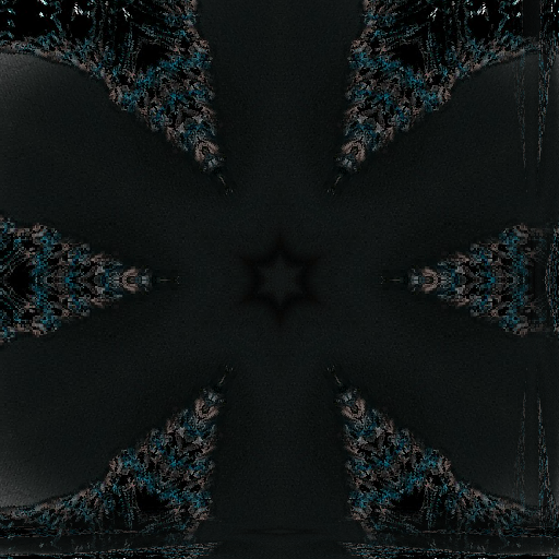 A seamless kaleidoscope fractal pattern in emerald green and gold, showing intricate symmetrical floral-like shapes.