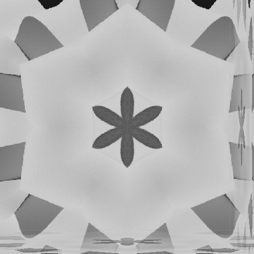 A seamless dark grey wallpaper pattern of 3D prisms and cubes arranged in a complex Kaleidoscope reflecting geometric symmetry.