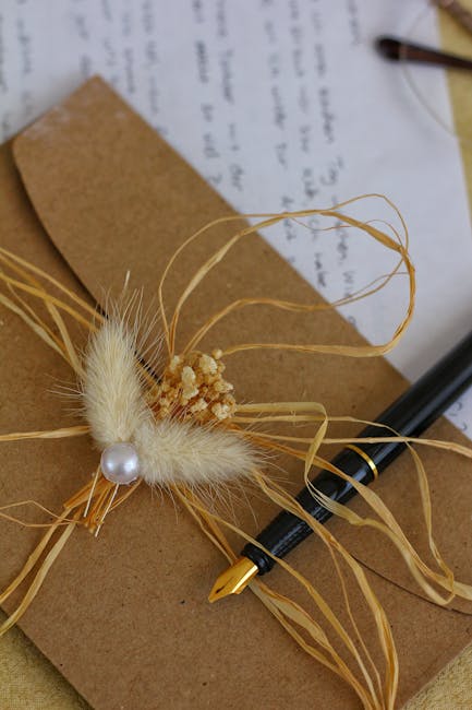 Seamless kaleidoscope wallpaper pattern — Calligraphy by wallpaper⁶ — base photo: A stylish fountain pen rests on a letter and envelope adorned with dried flowers for a vintage touch