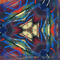 A seamless hexagonal pattern composed of abstract blue and white oil paint strokes with a crystalline structural feel.