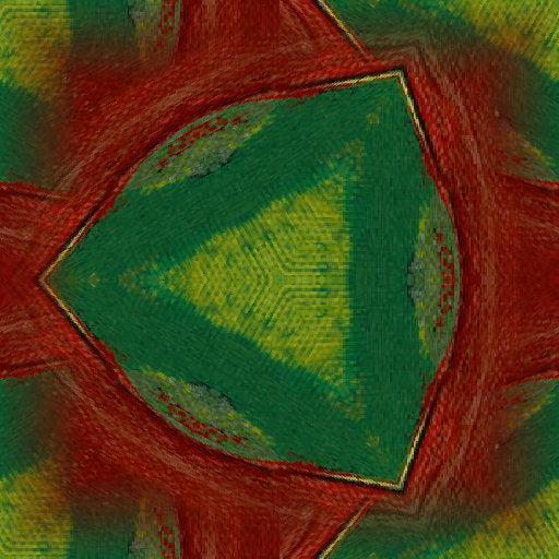 A repeating hexagonal pattern of swirling gold and dark gray textures, creating a kaleidoscopic effect with fluid motion.