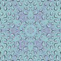 A symmetrical kaleidoscope pattern created from Borromean Rings, with a subtle texture of raindrops on glass, on wallpaper.