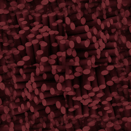Abstract 3D isometric pattern of red tubes, showcasing rotational symmetry, ideal for modern decor. Wallpaper design.