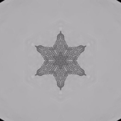 Abstract ink splash pattern with Kaleidoscope symmetry on wallpaper⁶, forming intricate, symmetrical shapes and colors.